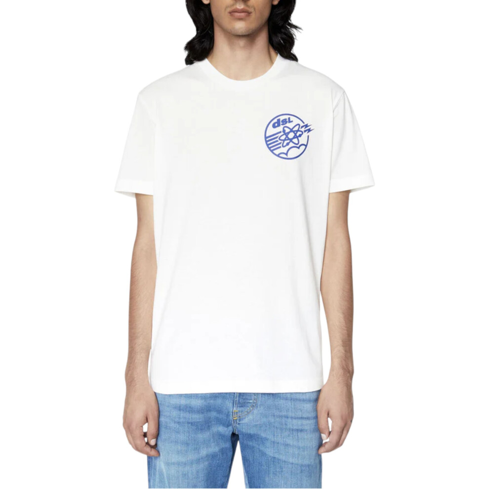 (White, S) DIESEL T DIEGOR E7 Mens T Shirts Short Sleeve Slim Fit Casual Summer Cotton Tee