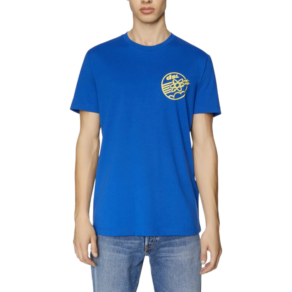 (Blue, S) DIESEL T DIEGOR E7 Mens T Shirts Short Sleeve Slim Fit Casual Summer Cotton Tee