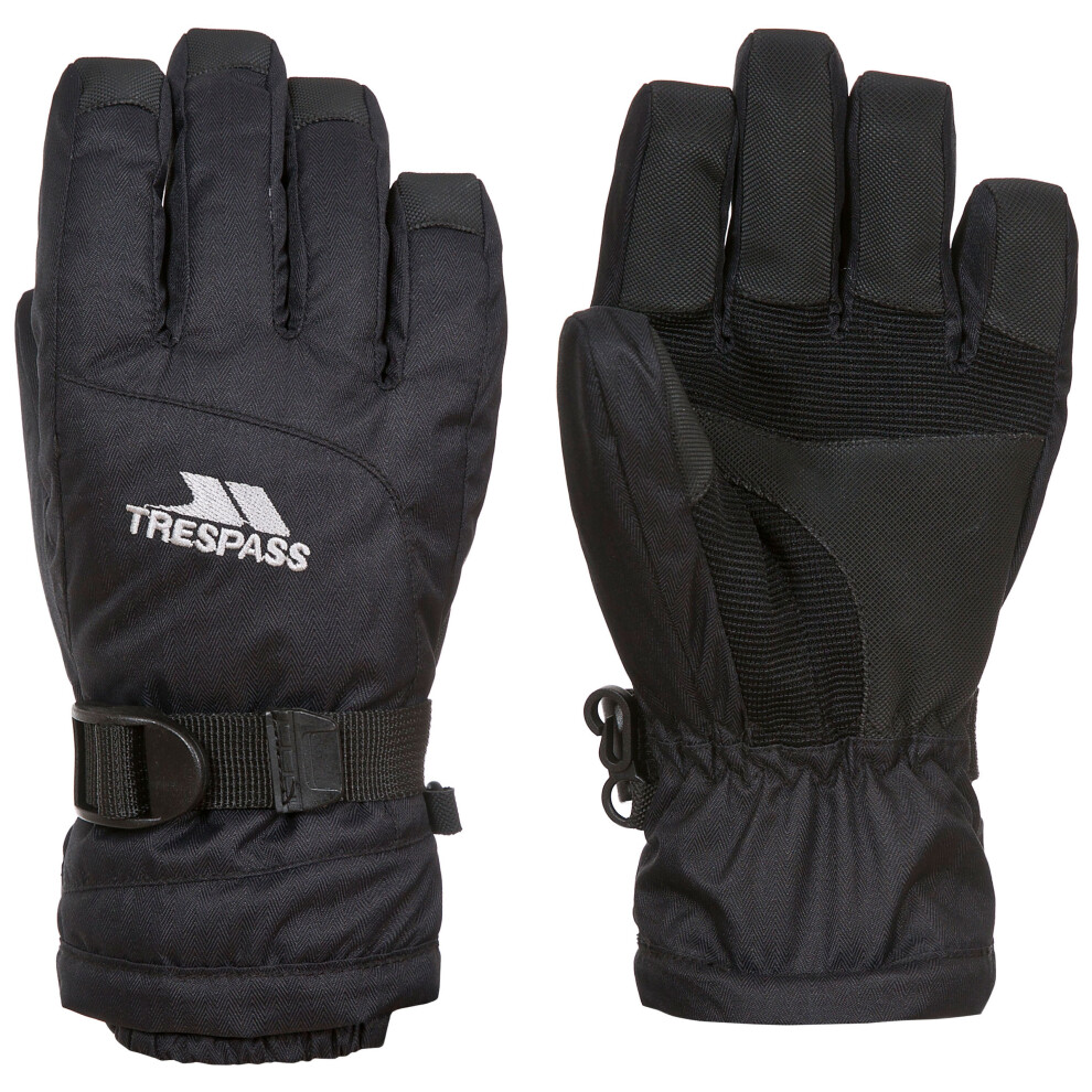 (2/4, Black) Trespass Kids Ski Gloves Padded Sherpa Lined Simms