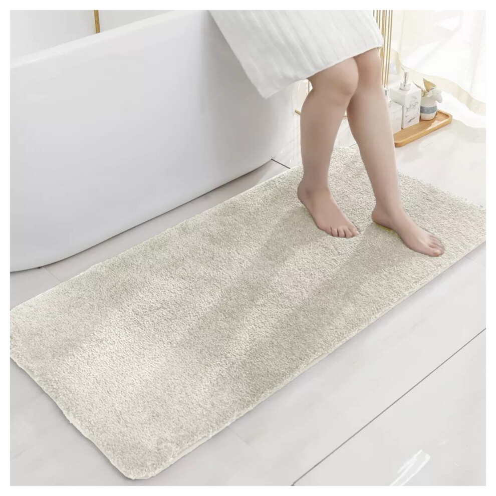 (50 cm x 80 cm (1 ft 4 in x 2 ft 6 in), Shaggy Fluffy Cream) Shaggy Rugs Non Slip Hallway Runner Bath Door Mats