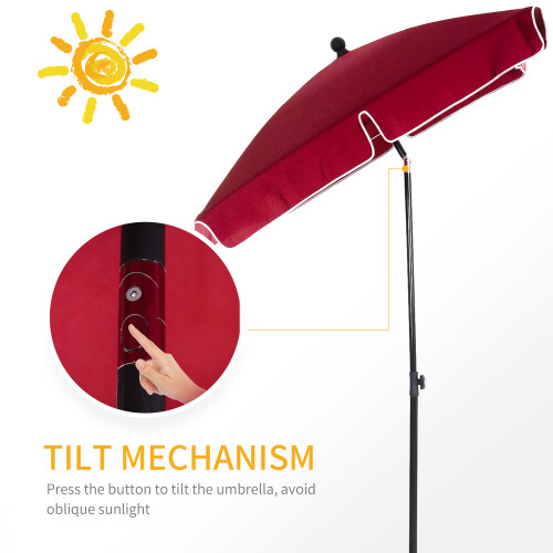 Outsunny Outsunny Aluminium Sun Umbrella Parasol Patio Rectangular 2M x 1.3M Red 2