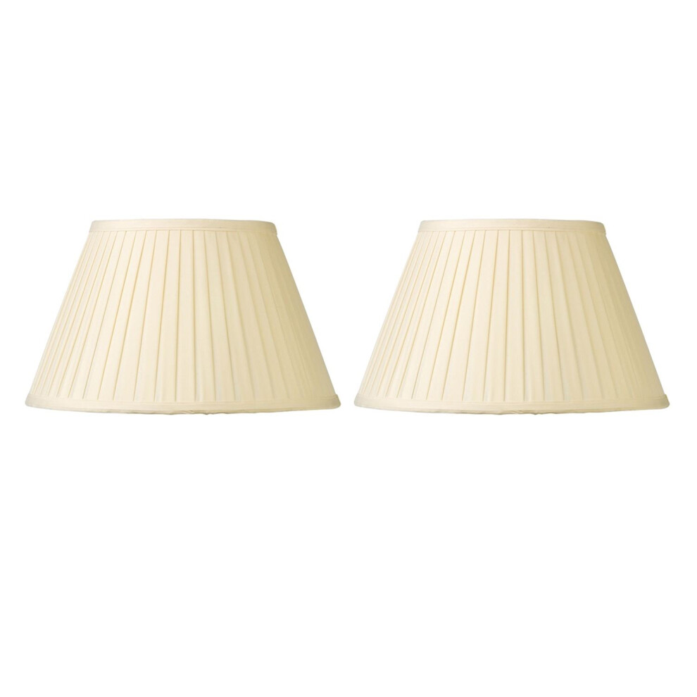 Set of 2 Pleated - 40cm Cream Faux Silk Shades for Table or Floor Lamp