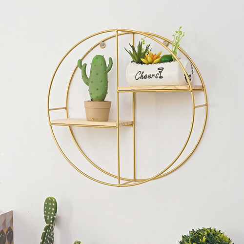 Living And Home Gold Wall Hanging Storage and Display Decorative Shelf