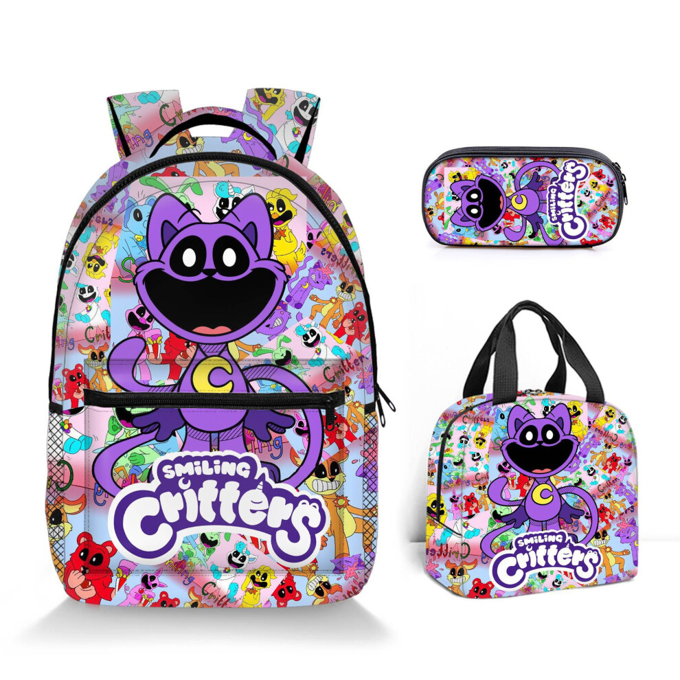 (01) Bobby's Playtime Chapter 3 Smiling Criteters Full Width School Bag, Lunch Bag, Pencil Case Three-Piece Set-image-OPC-PF28TSG-NEW