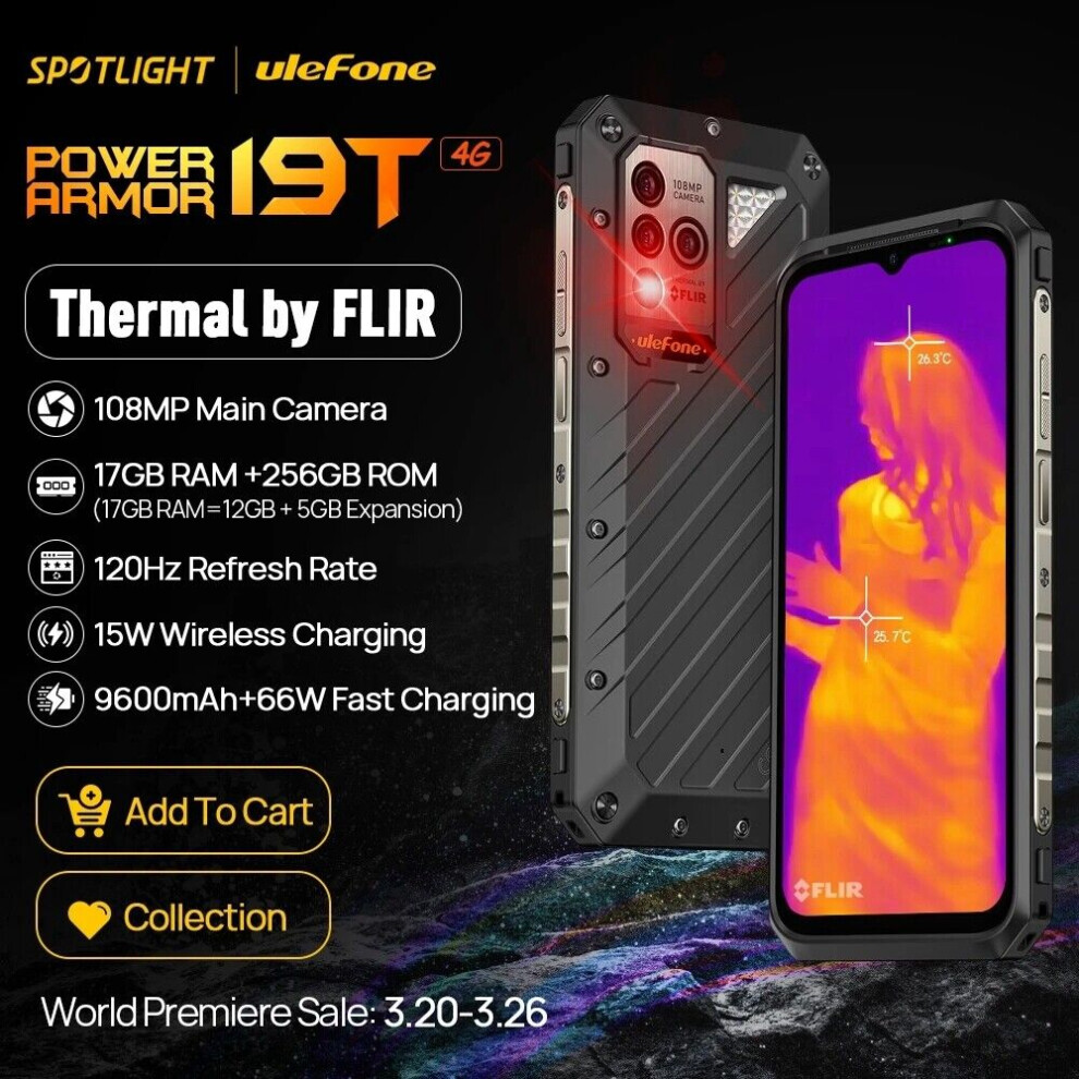 NEW Ulefone Power Armor 19T (12+5)GB+256GB Thermal Imaging Camera 4G Rugged Dual SIM