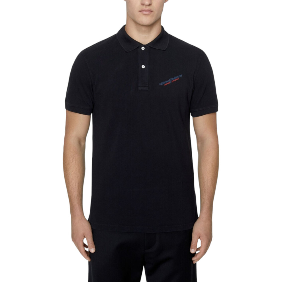 (Black, L) DIESEL T-SMITH Mens Polo Shirt Short Sleeve Casual Summer Golf Soft Cotton Tee