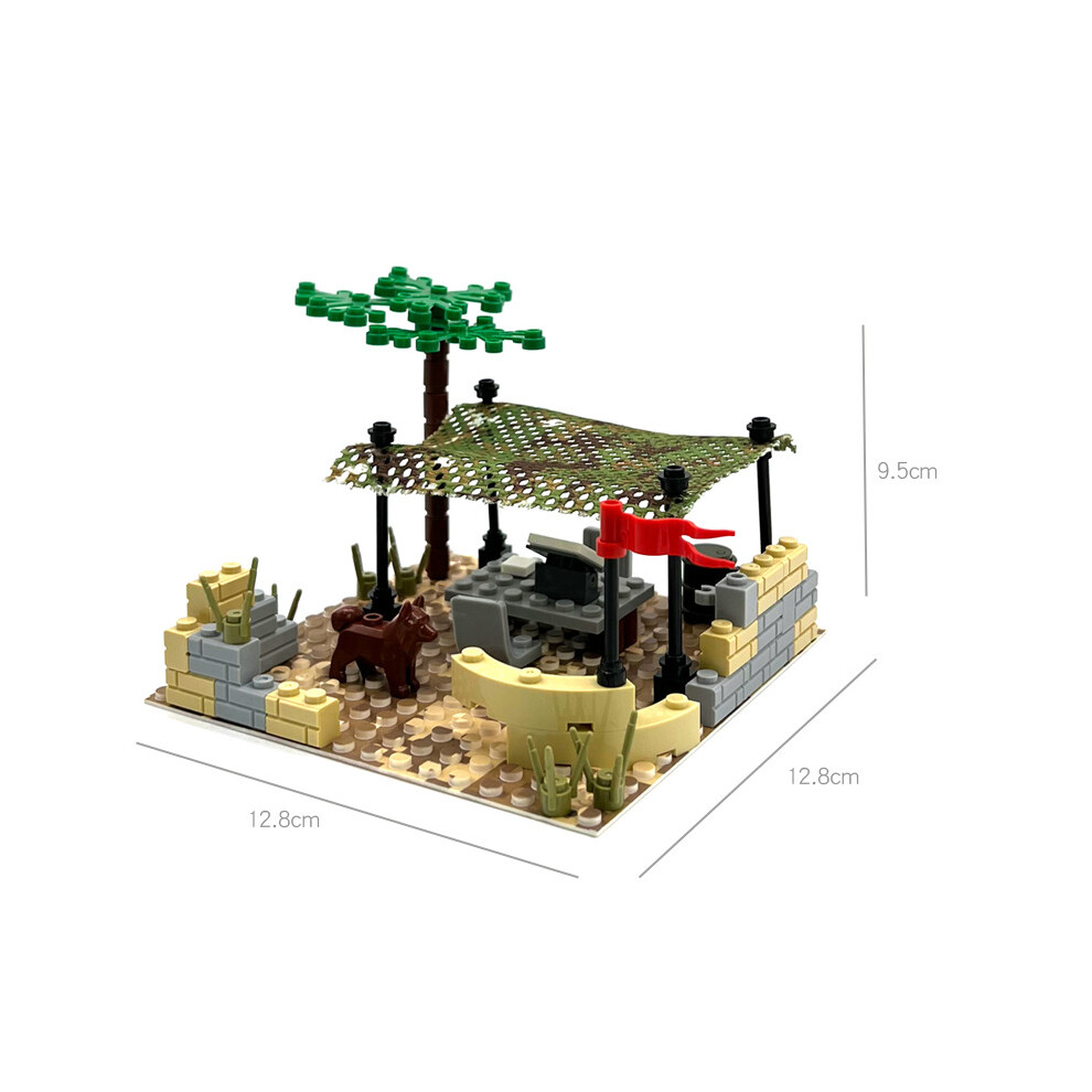 (F) Military Architecture Building Blocks Desert Military Scene Series Command Model for Minifigures Soldiers, DIY Construction Toy