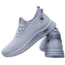 (Grey, UK Size 8.5=Tag Size 44) Mens Breathable Lace Up Running Trainers Fitness Workout Sneakers Sport Gym Shoe