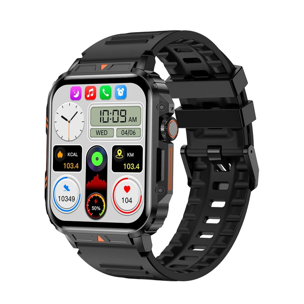 (Black) LEMFO 1.95 Outdoor Military Smart Watch Men Bluetooth Call Smartwatch