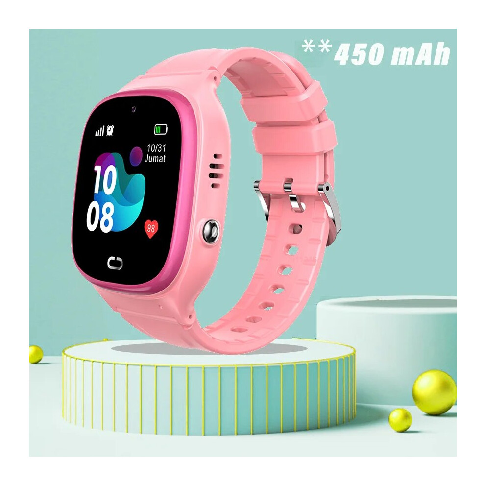 (, With Retailed Box) Kids Smart Watch 2G Sim Card Sos Lbs 450 Mah Phone Watch For Kids Photo Pink 9774027902586