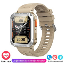 (Yellow) Rugged Military Men Smart Watch For Android IOS Ftiness Watches IP67 Waterproof