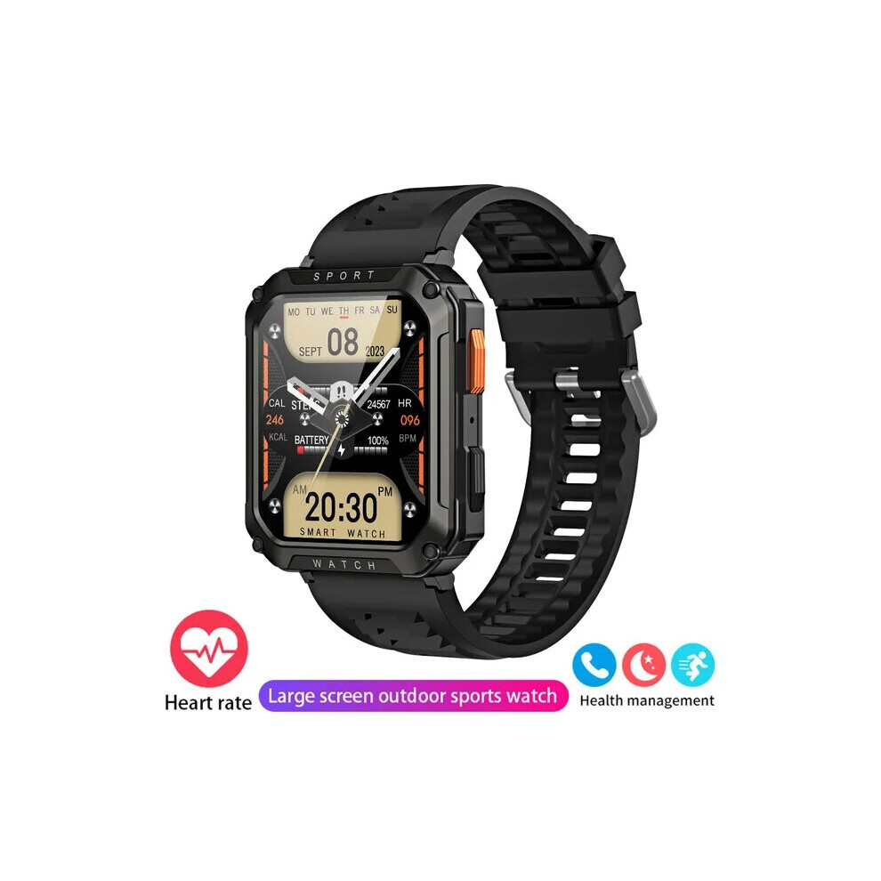 (Black) Rugged Military Men Smart Watch For Android IOS Ftiness Watches IP67 Waterproof