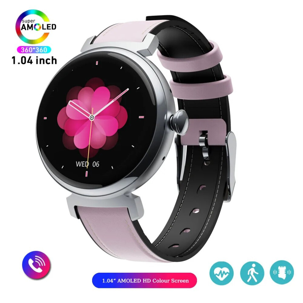 (Pink belt) 1.04 inch AMOLED Screen Fashion Ladies Smart Watch Screen Always Display
