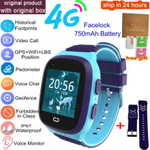 (add pink strap, European Version) Kids Smart Watch 4G GPS Wifi Video Call SOS Tracker IP67 Waterproof Children's
