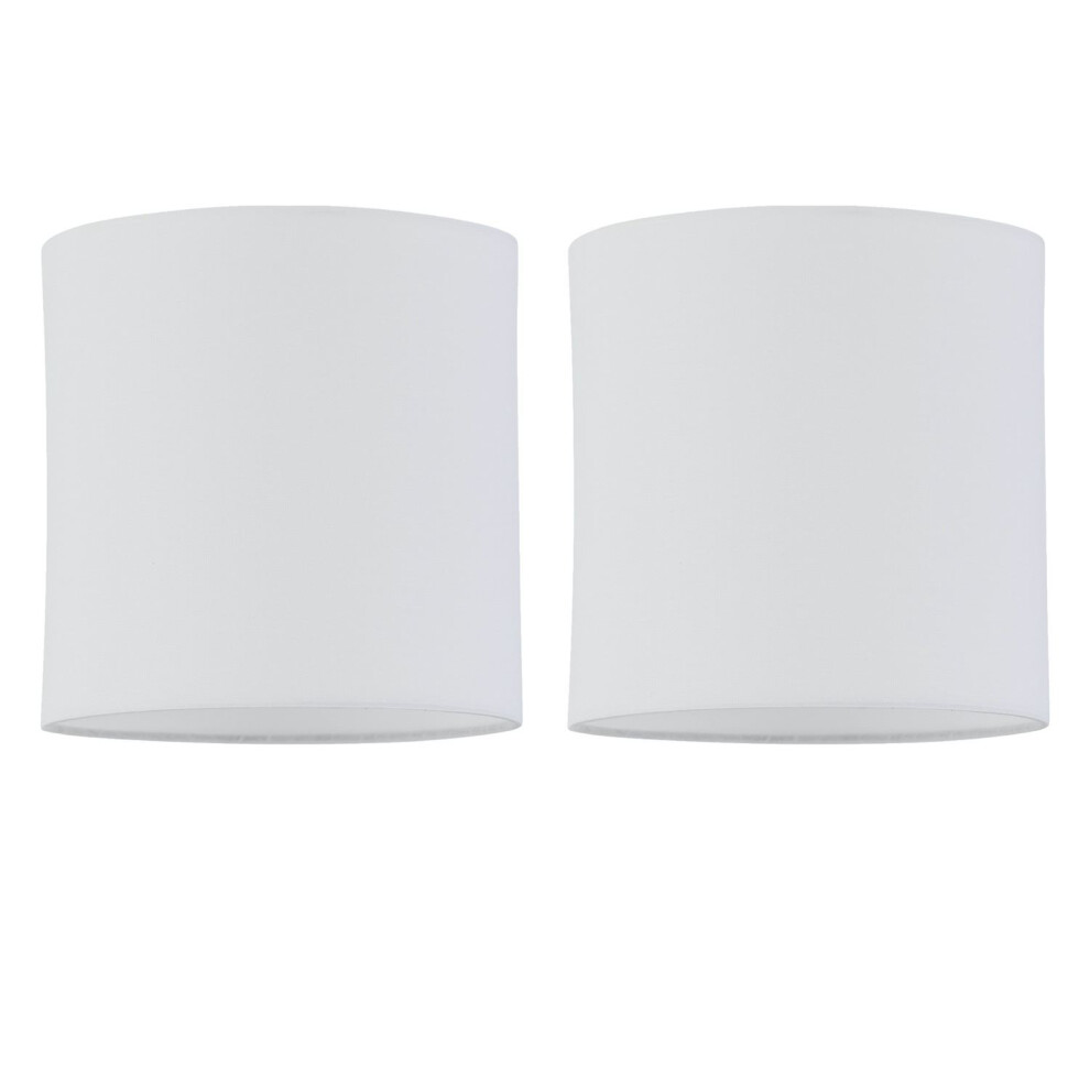 Set of 2 White Textured Cotton 17cm Table Lamp Shades