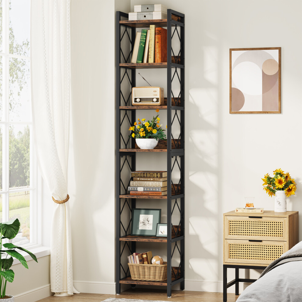 Tribesigns 78.7 Inch Tall Narrow Bookshelf, 7 Tier Bookcase
