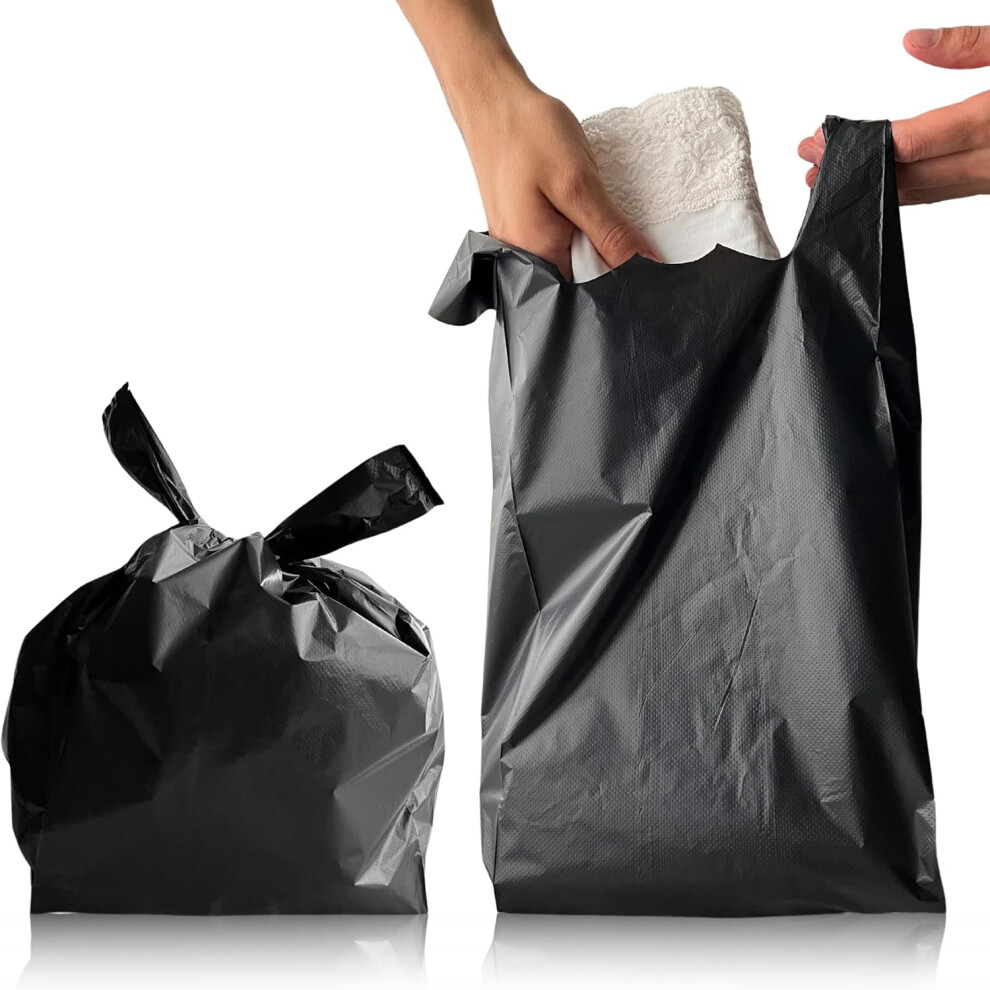 Adult Nappy Disposal Bags | 200 Pack | 10% Thicker Nappy Sacks | Odour Free Sanitary Disposal Bags | Easy Tie Handles Nappy Bags Black Pwgoods