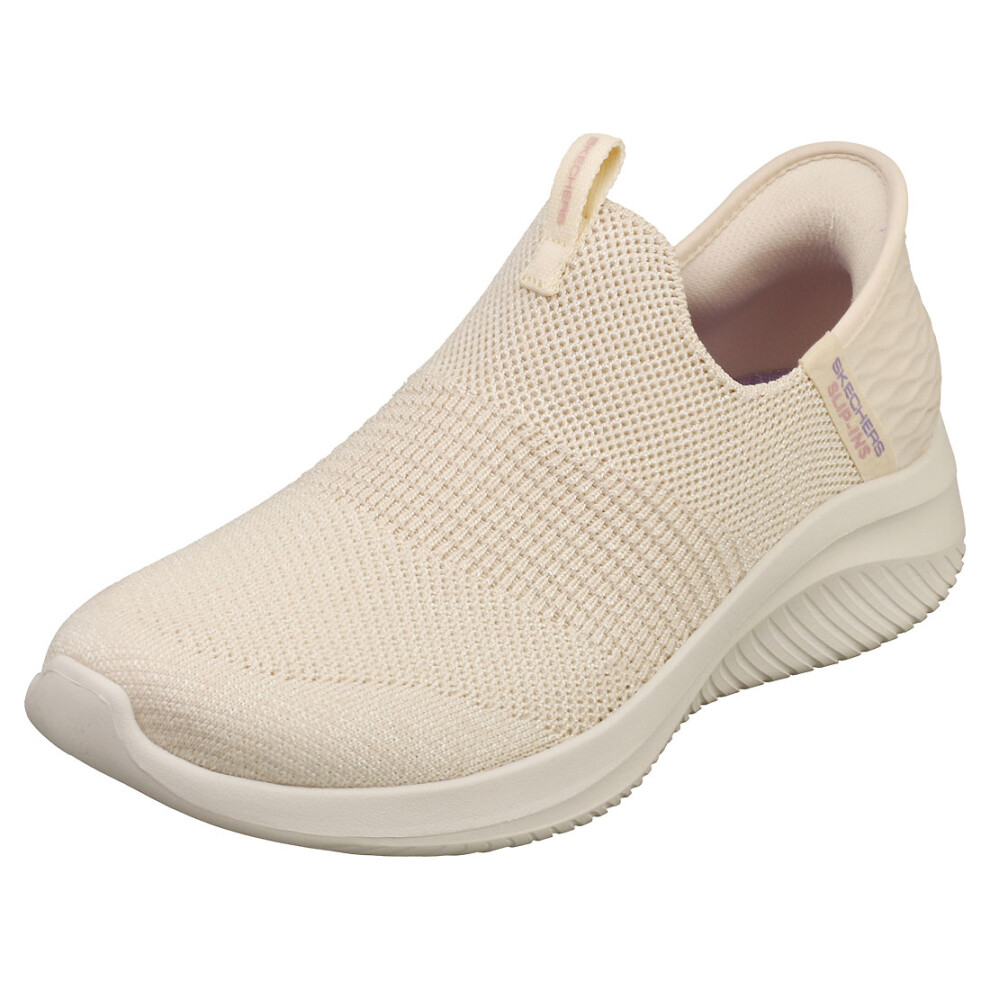 (8) Skechers Slip-ins Ultra Flex 3.0 Vegan Womens Slip On Trainers in Natural