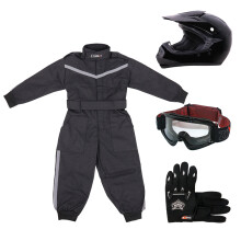 (Gloss Black, S) ZORAX X15 Motorbike Kids Motocross Helmet Karting Gloves Goggles Race Suit