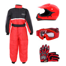 (Red, S) ZORAX X15 Motorbike Kids Motocross Helmet Karting Gloves Goggles Race Suit