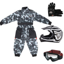 (Black, M) ZORAX X17 Kids Motocross MX Helmet Motorbike Camo Race Suit Gloves Goggles
