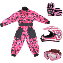 (Pink, S) ZORAX X17 Kids Motocross MX Helmet Motorbike Camo Race Suit Gloves Goggles