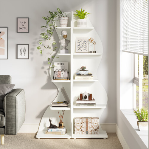 Tribesigns Tribesigns Corner Shelf, 5-Tier Wall Corner Bookshelf,  Small Bookcase 1