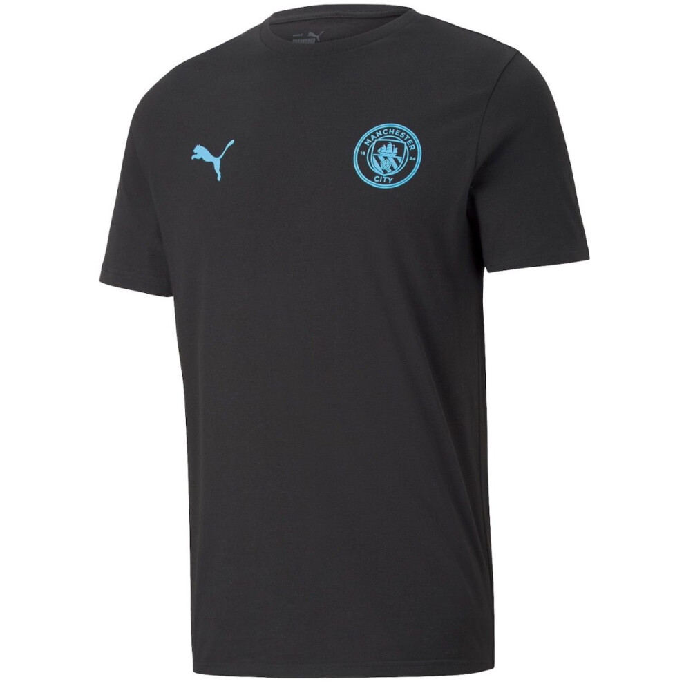 (7-8 Years) Man City Kids Black Essentials T-Shirt 24/25