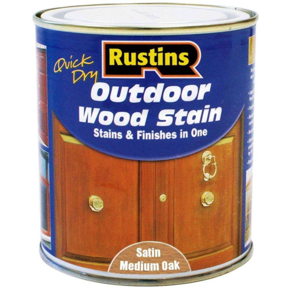 Rustins ESMO1000 1L Satin Outdoor Wood Stain - Medium Oak