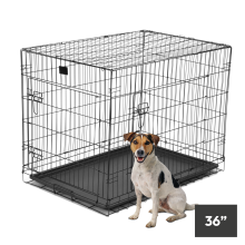 KCT 36” Large Metal Pet Crate With Floor Foldable Dog Cage Heavy Duty Training Folding for Puppies Puppy Cat Indoor Outdoor Lockable Travel Carrier