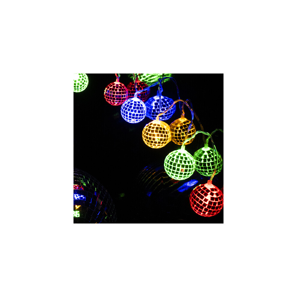Disco Ball String Lights 10 Multicolour LED Mini Mirror Balls Party Disco Lights
