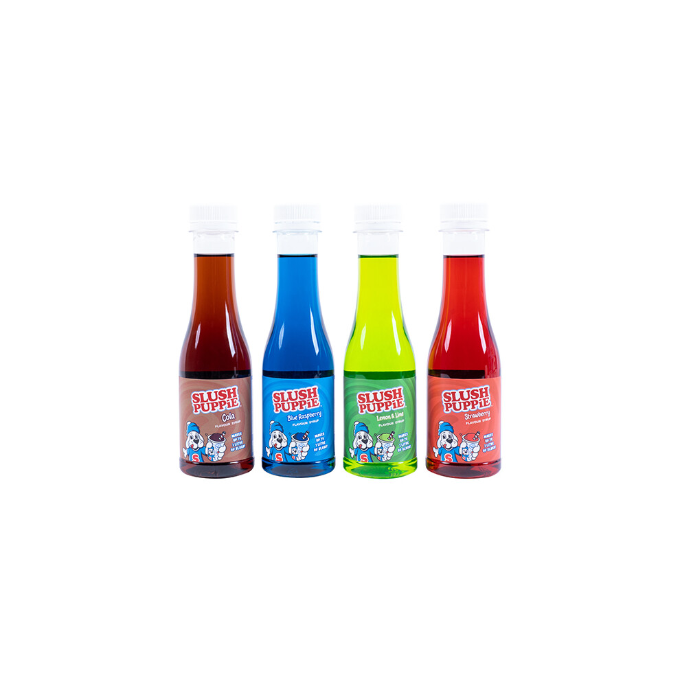 SLUSH PUPPiE Syrup Set Includes Blue Raspberry, Strawberry, Cola, Lemon & Lime