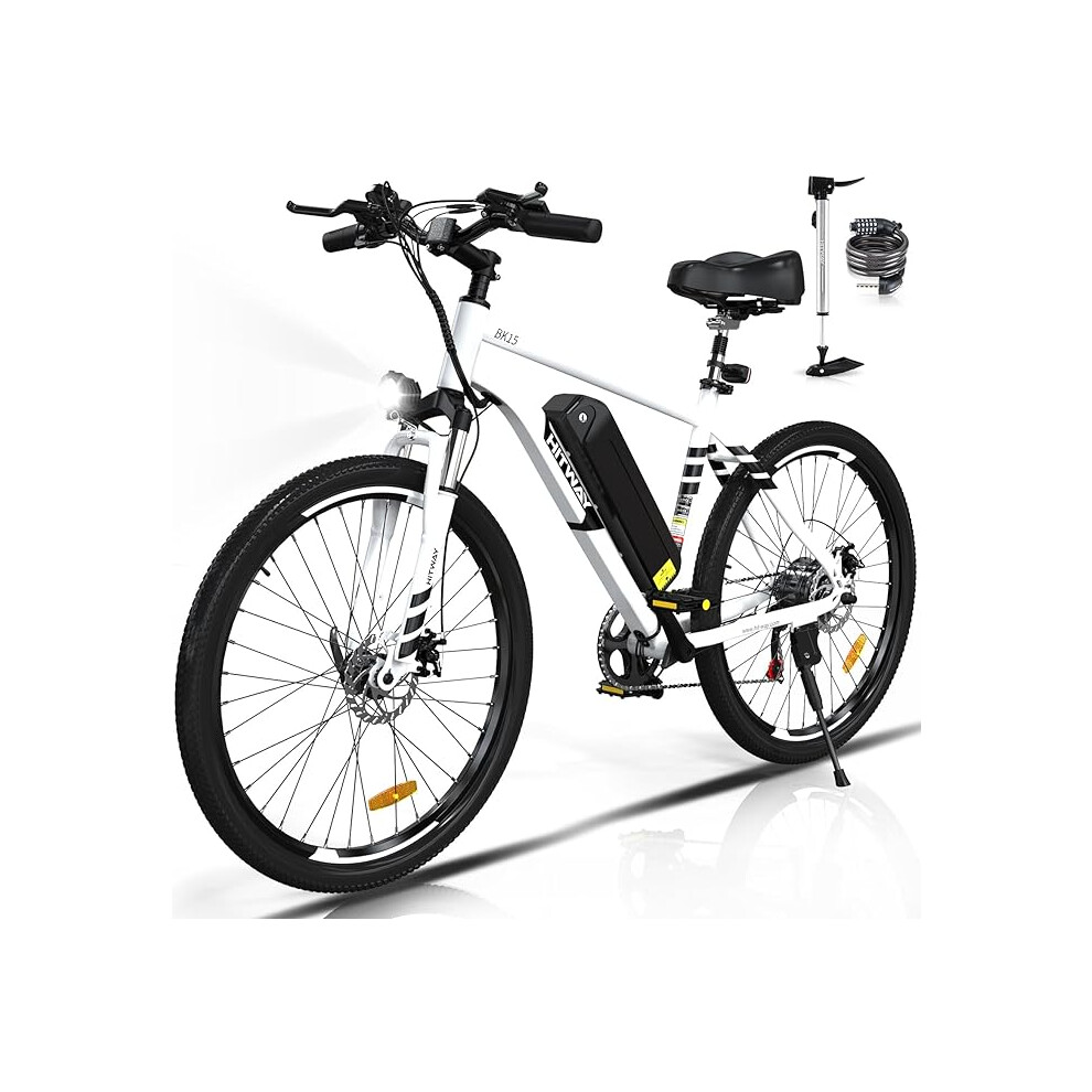 (White) Hitway BK15 E-Bike for Adults, 26" Fat Tire E Bike