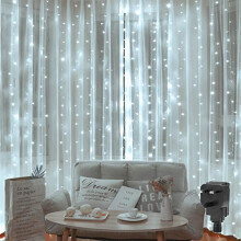 Backdrop Curtain Lights Mains Powered 2M x 2M 204LED Window Curtain Fairy Lights Room Waterfall Lights Plug In Wall Icicle Lights With 8Modes Linkable