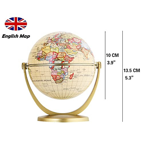 Exerz 10cm Antique Globe - Mini Globe - Vintage Colour Modern Map (Diameter: 10cm) 2