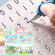 ASIGN Magic Ink Copybooks for Kids Reusable Handwriting Workbooks for Preschools Grooves Template Design and Handwriting Aid (ENLARGED-Version