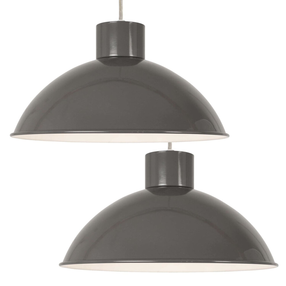 Domed - Grey Easy Fit Metal Pendant Shades