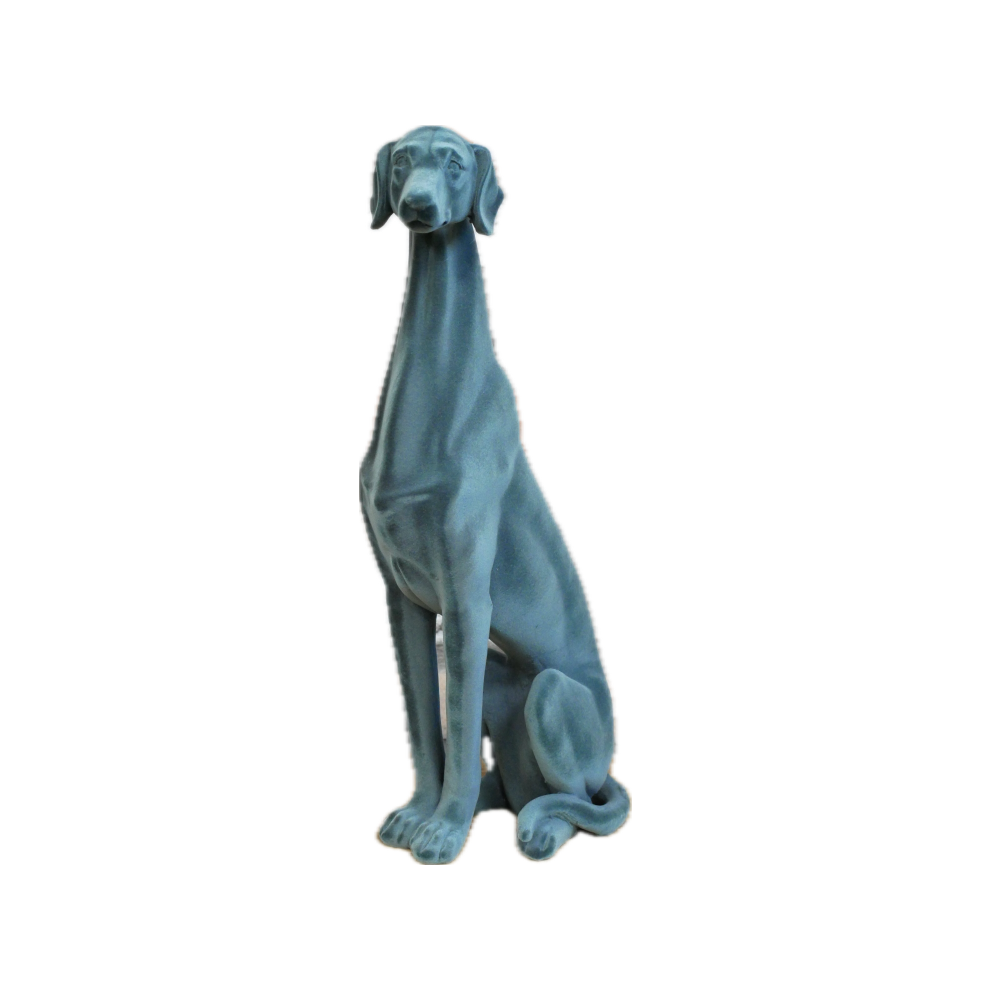 Elegant Flocked Greyhound | GREY | Resin Figurine Ornament