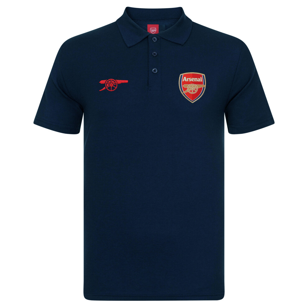 (Navy Blue Crest, XXL) Arsenal FC Mens Polo Shirt Crest OFFICIAL Football Gift