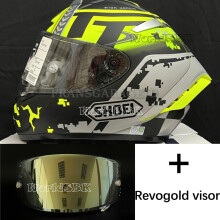 (Revo Gold Visor, L) Motorcycle helme Full Face t X14 isle of man TT X-Sprit 3 green Motocross
