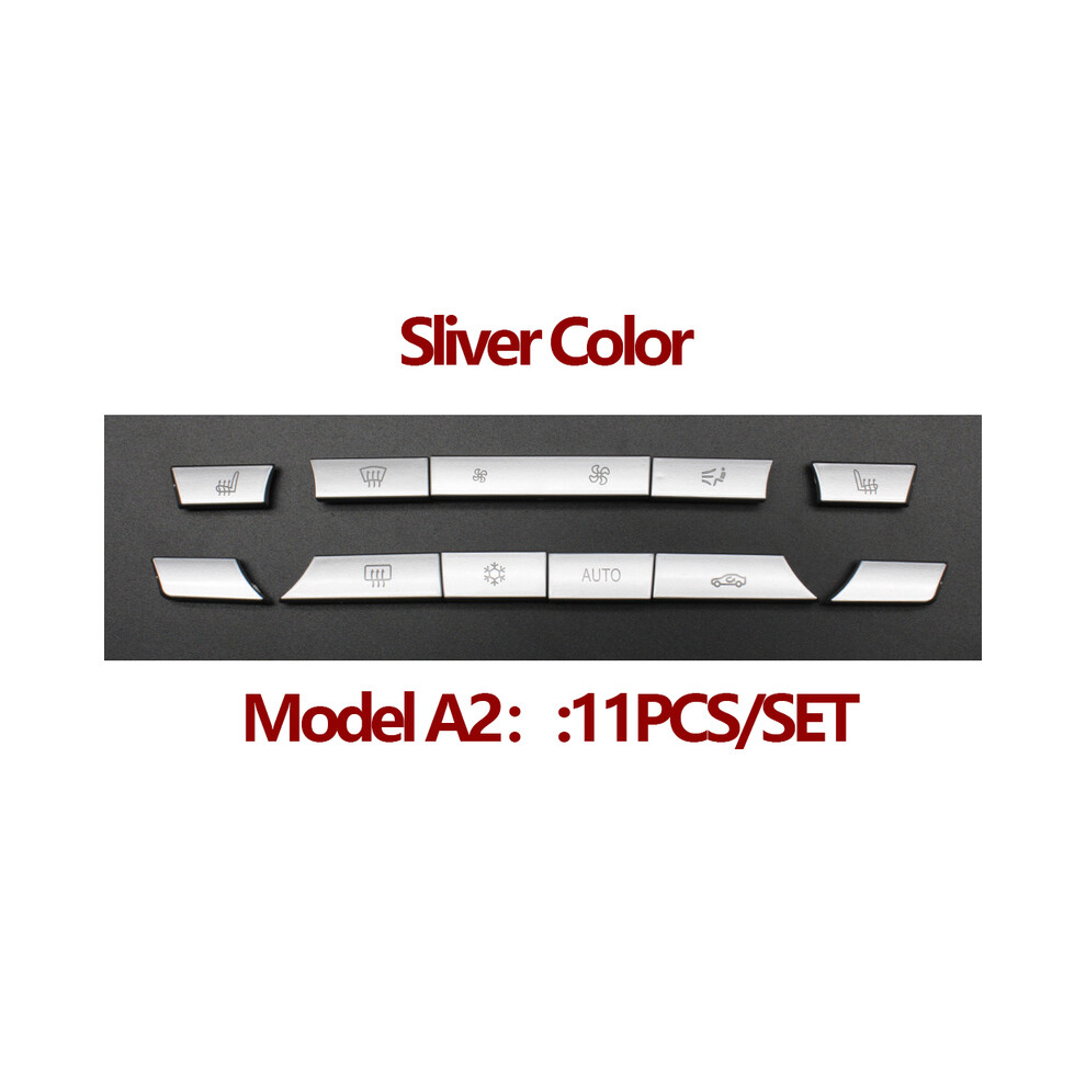 (A2 11Pcs Set) Car Interior Sliver Color Dashboard Air Conditioning Temperature Control 8386120247900