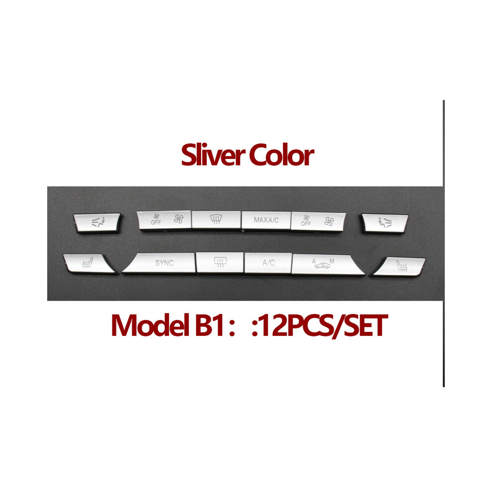 (B1 12Pcs Set) Car Interior Sliver Color Dashboard Air Conditioning Temperature Control 8386120247832