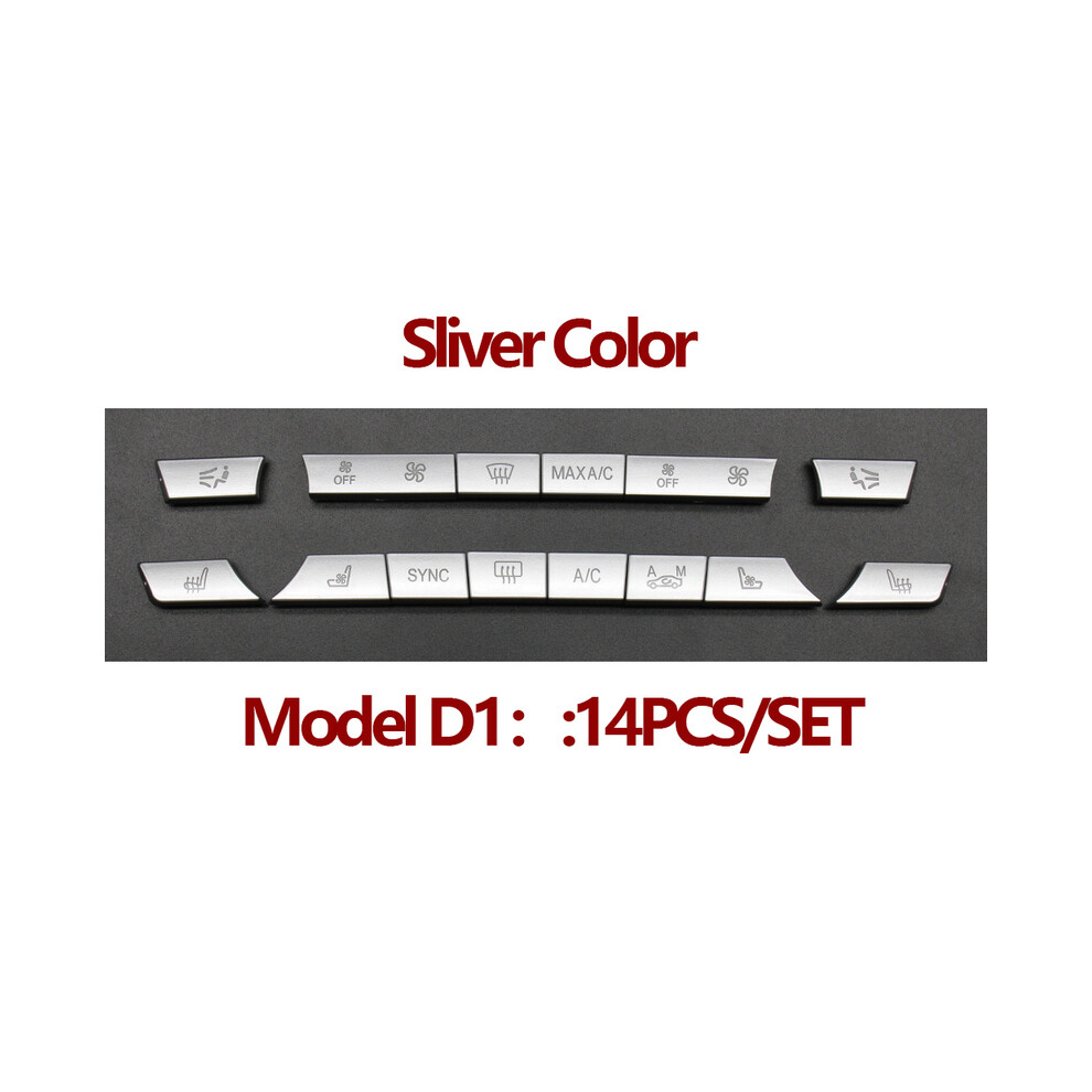 (D1 14Pcs Set) Car Interior Sliver Color Dashboard Air Conditioning Temperature Control 8386120247863