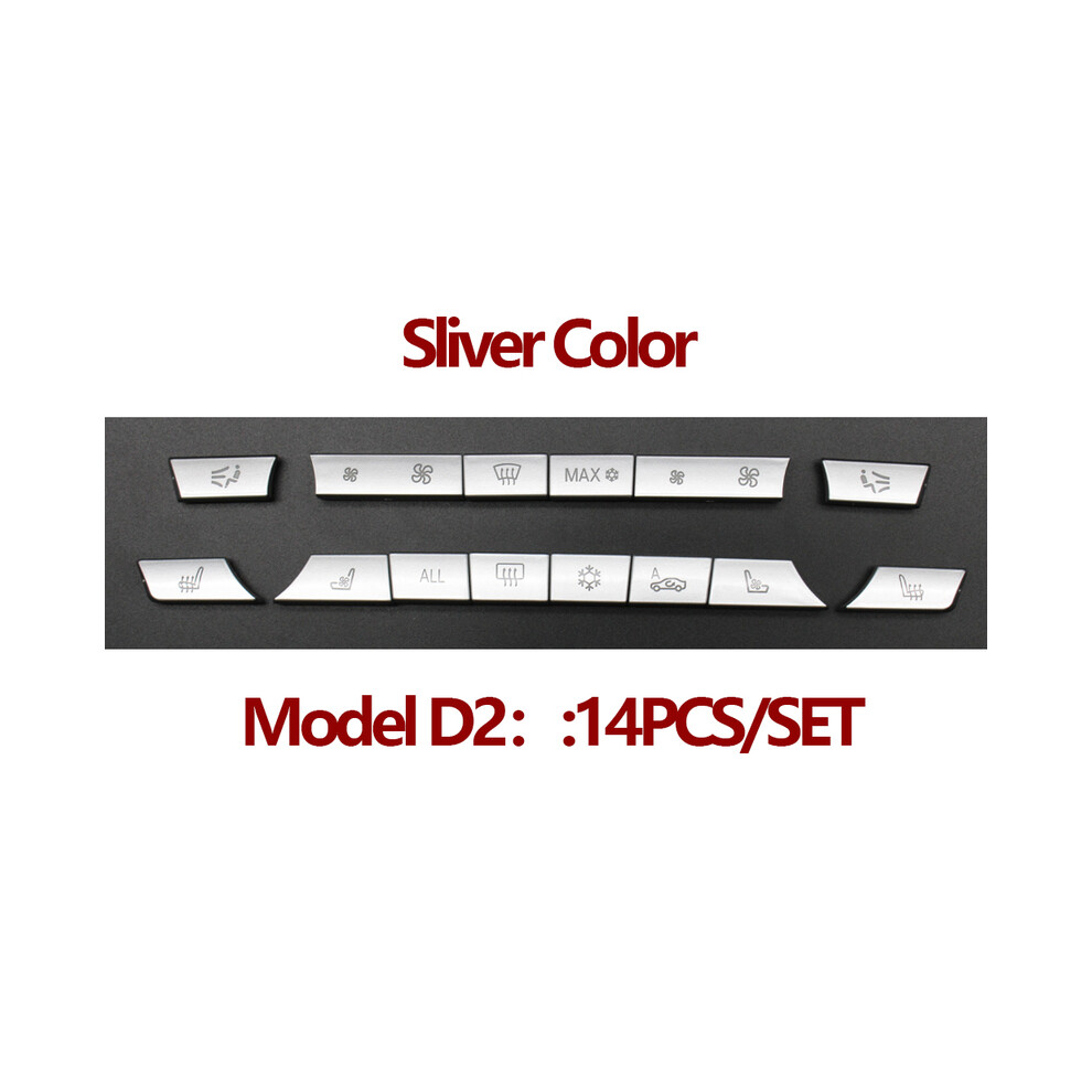 (D2 14Pcs Set) Car Interior Sliver Color Dashboard Air Conditioning Temperature Control 8386120247849