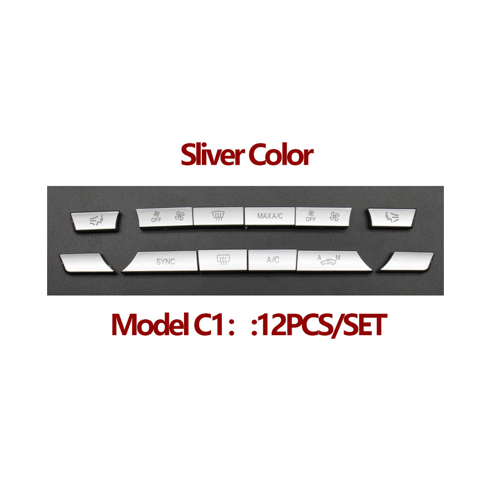 (C1 12Pcs Set) Car Interior Sliver Color Dashboard Air Conditioning Temperature Control 8386120247856