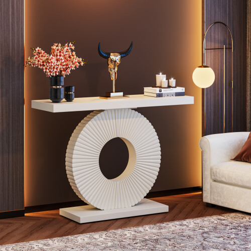 Tribesigns Tribesigns console table, hall table with a round, flower-shaped base 1