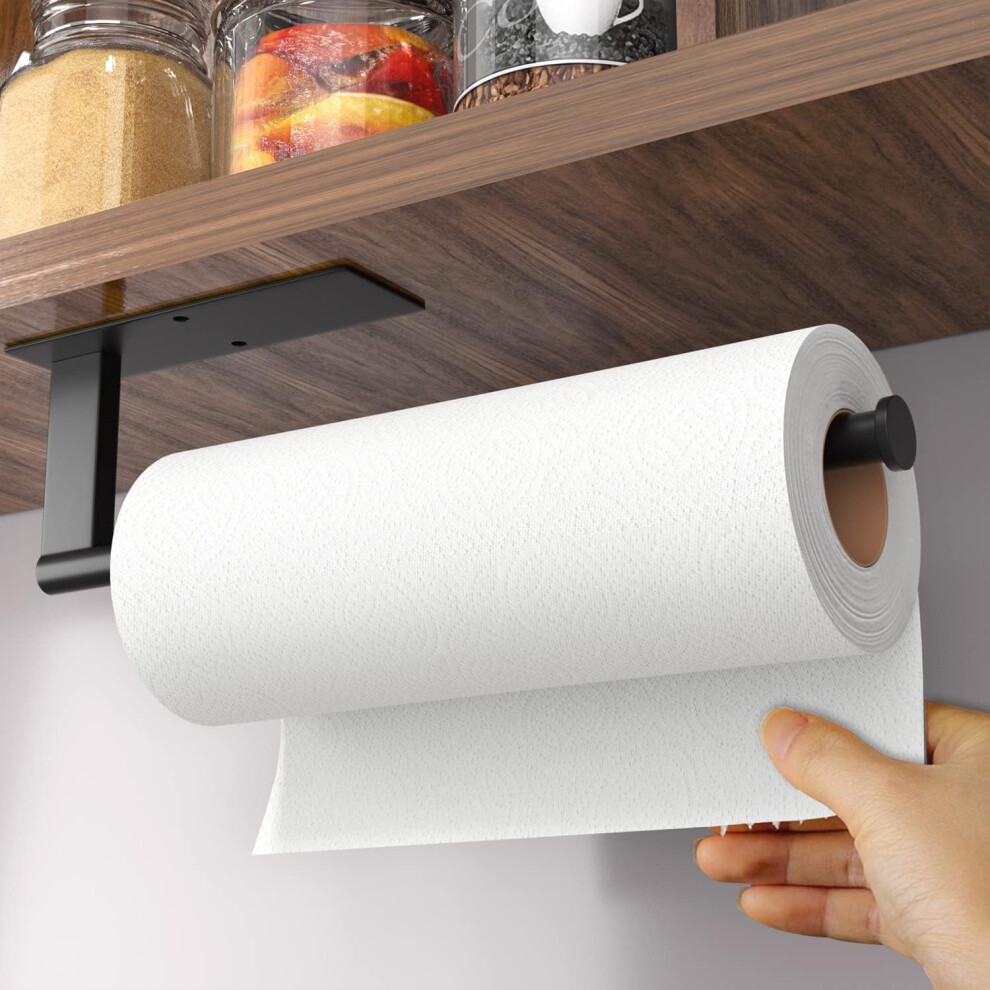 susswiff Paper Towel Holder Under Cabinet Self-Adhesive or Drilling Kitchen Roll Holder Wall Mounted Kitchen Organization Stainless Steel