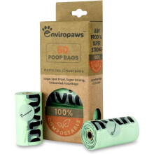 Enviropaws Biodegradable & Compostable Cat And Dog Poop Bags 60 Dog Cat Bags 4 Rolls of 15 Bags Cat Waste Super Strong Unscented Extra Thick & Large