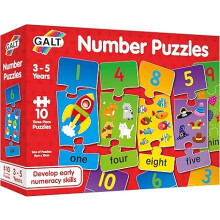 Galt Number Puzzles Colourful Learning Jigsaw Puzzles Set 10 Three Piece for Kids Develop Number Recognition Counting Skills Children Age 3 to 5 Years