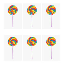 Pack Of 6 Swirly Rock Large Wrapped Round Rainbow Lollipop for Kids 55g - Colorful and Fun Sweet Treat